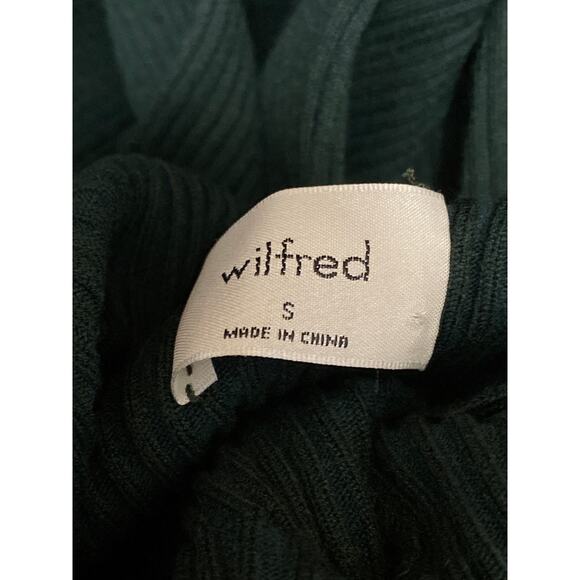 Aritzia Wilfred Green Ribbed Mock Neck Long Sleeve Midi Bodycon Sweater Dress S - Picture 4 of 5